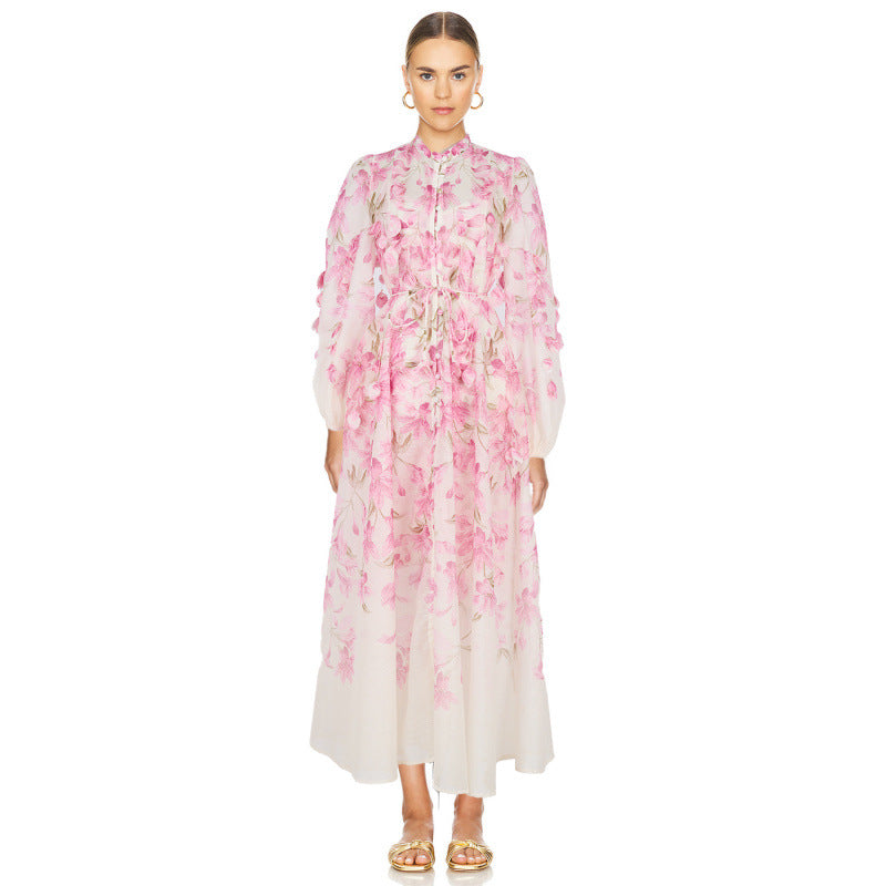 Positioning Handmade Hanging Flower Long Dress Dresses