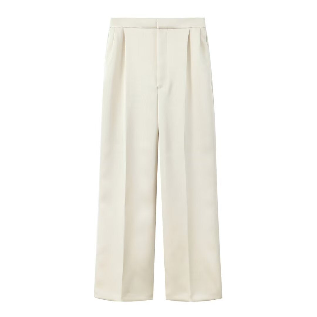 Women's Classic Winter Silk Satin Pleated Suits
