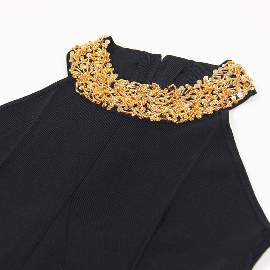 Summer Sleeveless Beaded Long Knitted Dress Dresses