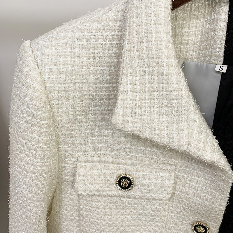 Fabric Chic Cool Contrast Color Woolen Small Suit