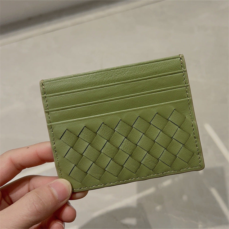 Men's Sheepskin Woven Genuine Leather Multi Portable Card Holder