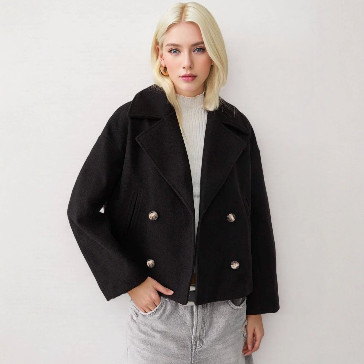 Women's Autumn Fashion Temperament Commute Lapel Double Coats