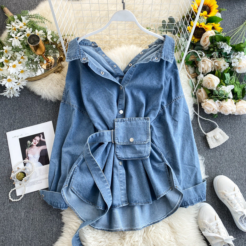 Women's More Than Fitted Waist Backless Wear Bag Blouses
