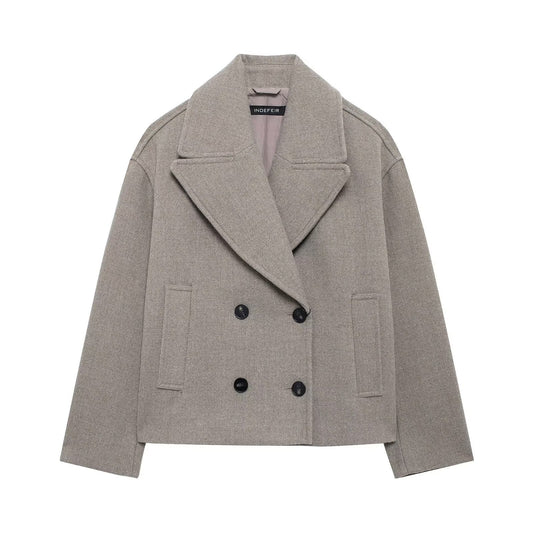 Autumn Double Breasted Blended Row Ornament Coats