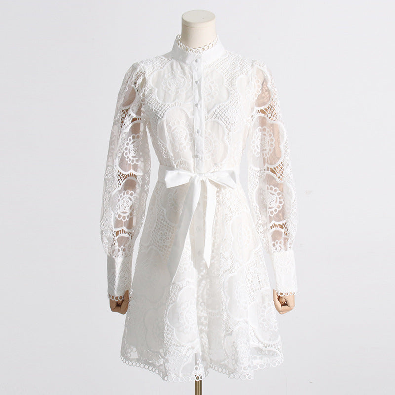 Women's Elegant Palace Style Lace Embroidered Jacquard Dresses