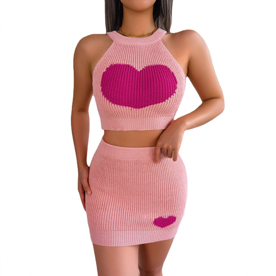 Women's Clearance Love Contrast Color Hip Fashion Casual Suit