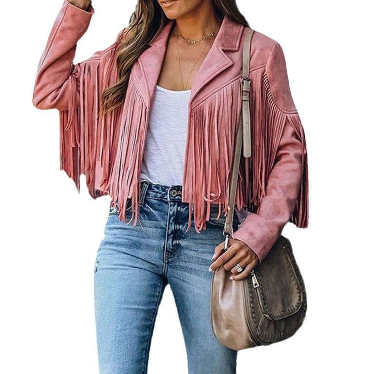Women's Autumn Slim Long Sleeve Tassel For Coats