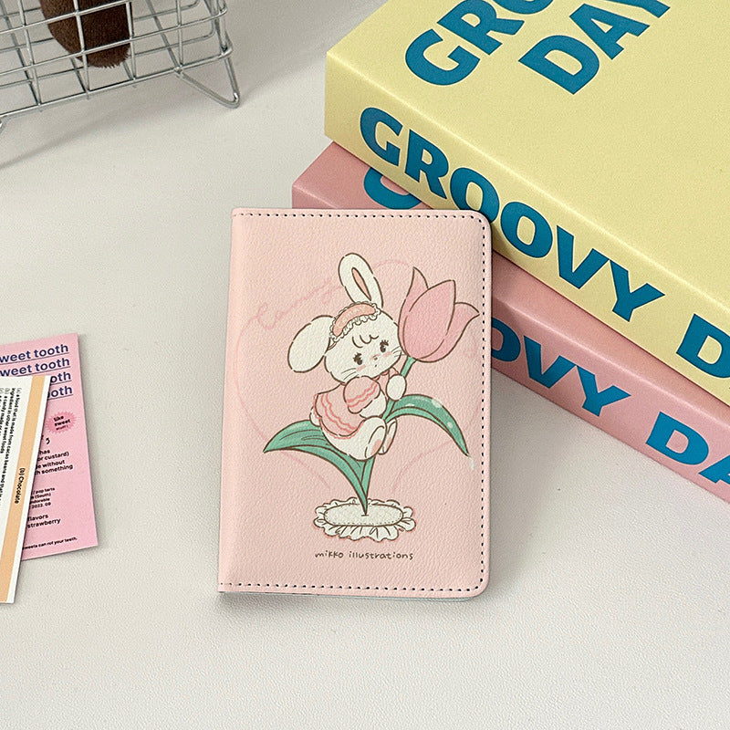 Cute Leather Overseas Passport Cover Storage Card Holder