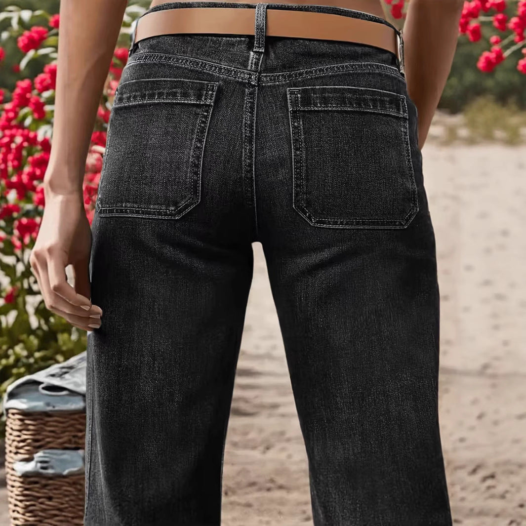 Women's Spring Slimming Wide Leg Temperament Women's Jeans