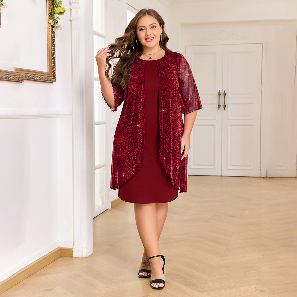 Sier Silk Shiny Mesh Elegant Banquet Dresses