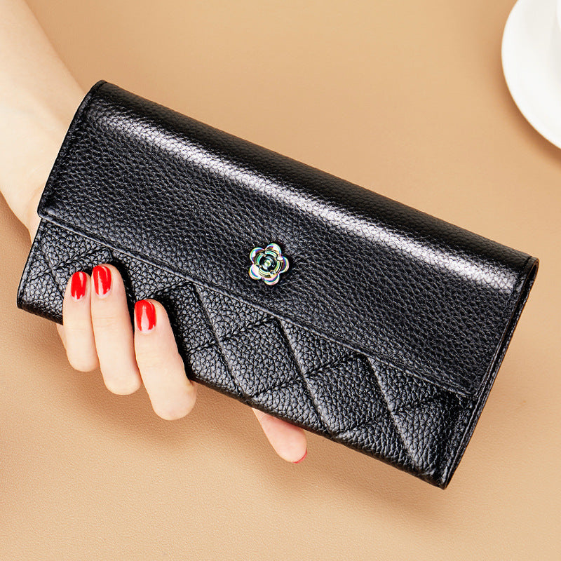 Long Genuine Leather Pure First Layer Ladies Wallets