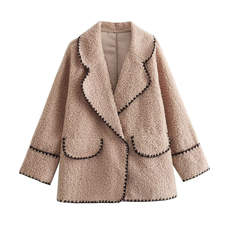 Women's Large Lapel String Decoration Loose Casual Coats