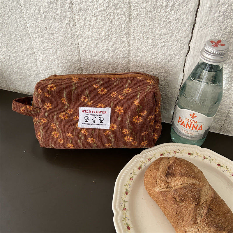 Women's Corduroy Retro Portable Wash Supplies Storage Handbags