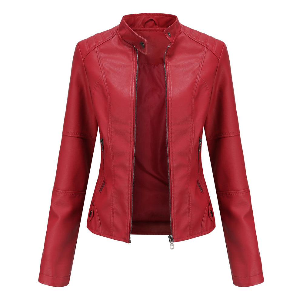 Women's European Leather Slim Thin Motorcycle Stand Clothing