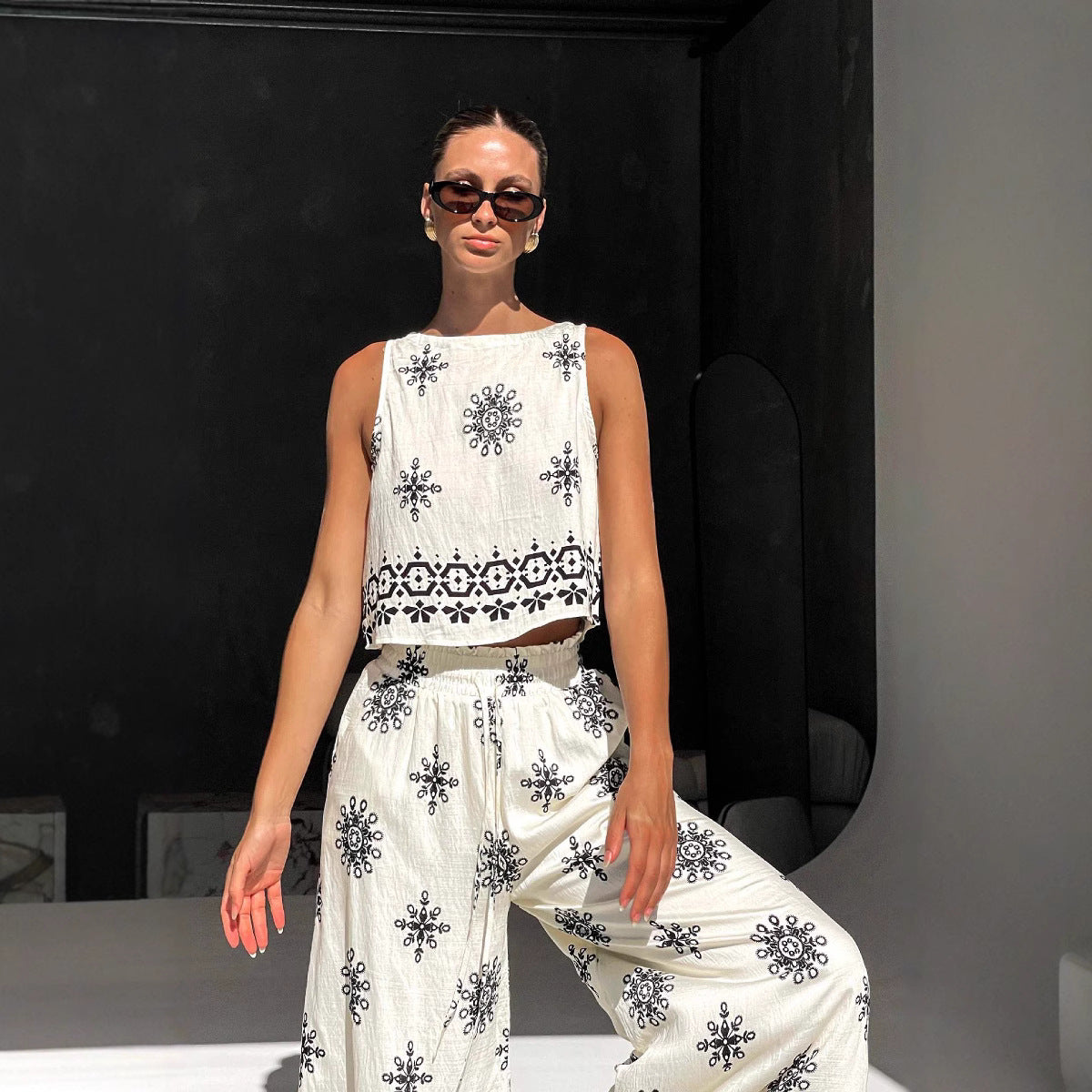 Fashion Casual Sexy Linen Wide Leg Suits