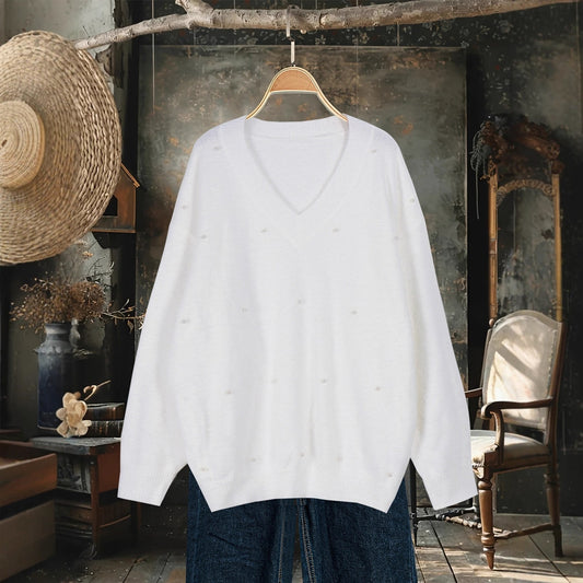 Women's Classic Bead Solid Color Pullover Sweaters