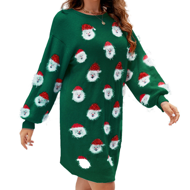 Women's Christmas Clothes Old Man's Head Dress Sweaters