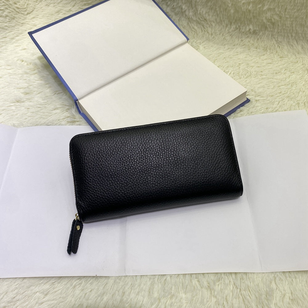 Women's Long Classic Embossed Top Layer Cattlehide Leather Ladies Wallets