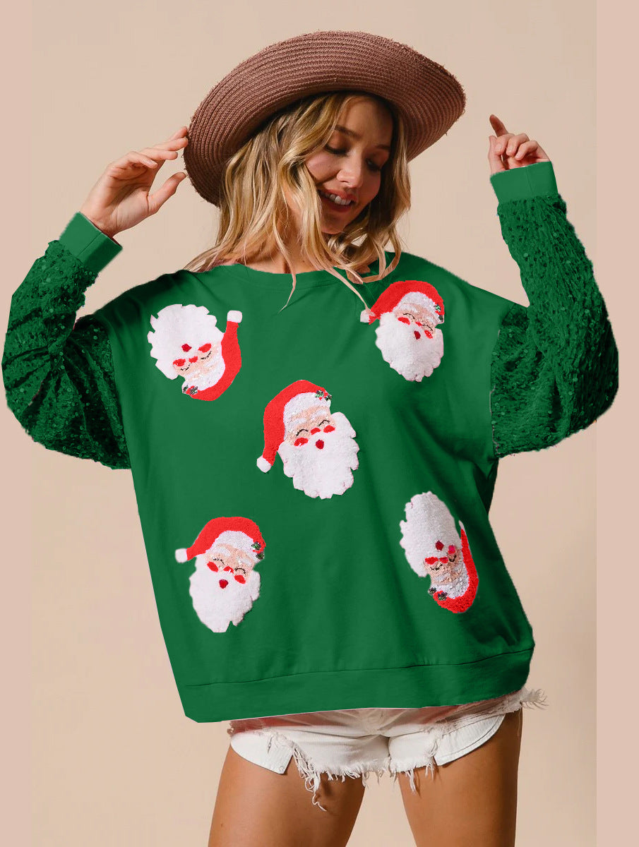 Women's Sweet Sequins Sleeve Christmas Long Sweaters