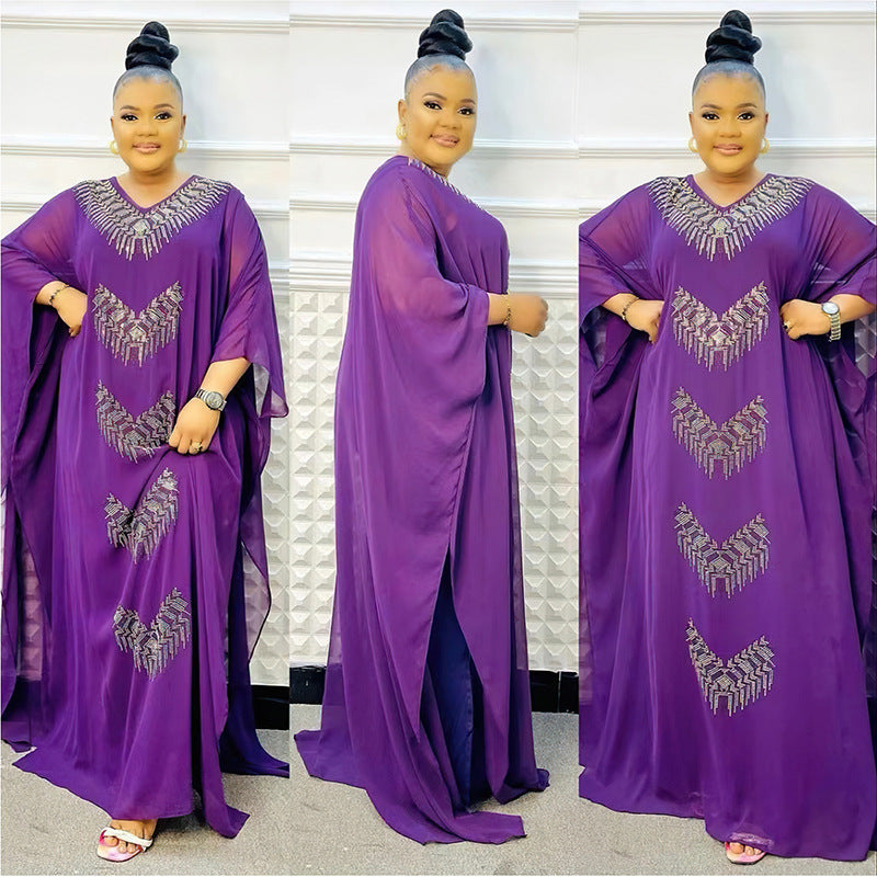 Women's Large Fat Cover Robe Hot Drilling Dresses