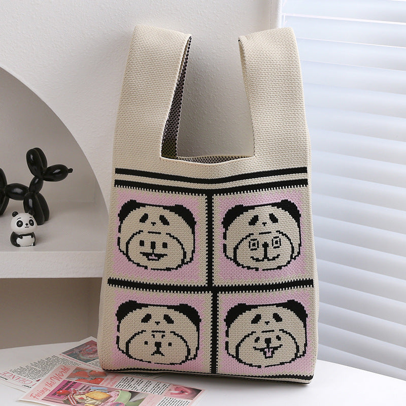 Panda Grandpa Cute Everyday Joker Polyester Handbags