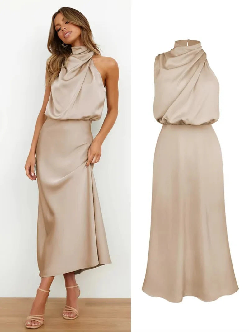 Premium Satin Sleeveless Fashion Elegant Graceful Dress