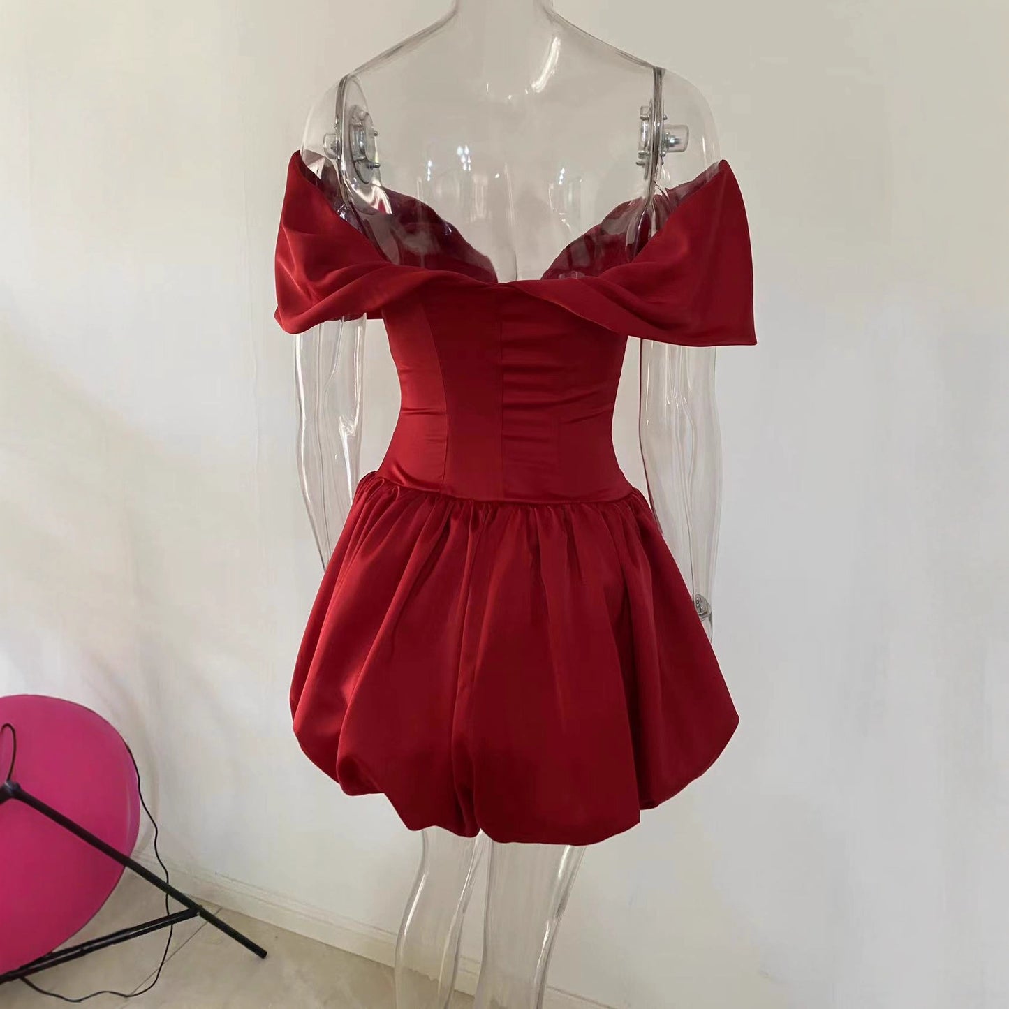 Tube Red Flower Bag Dress Holiday Dresses