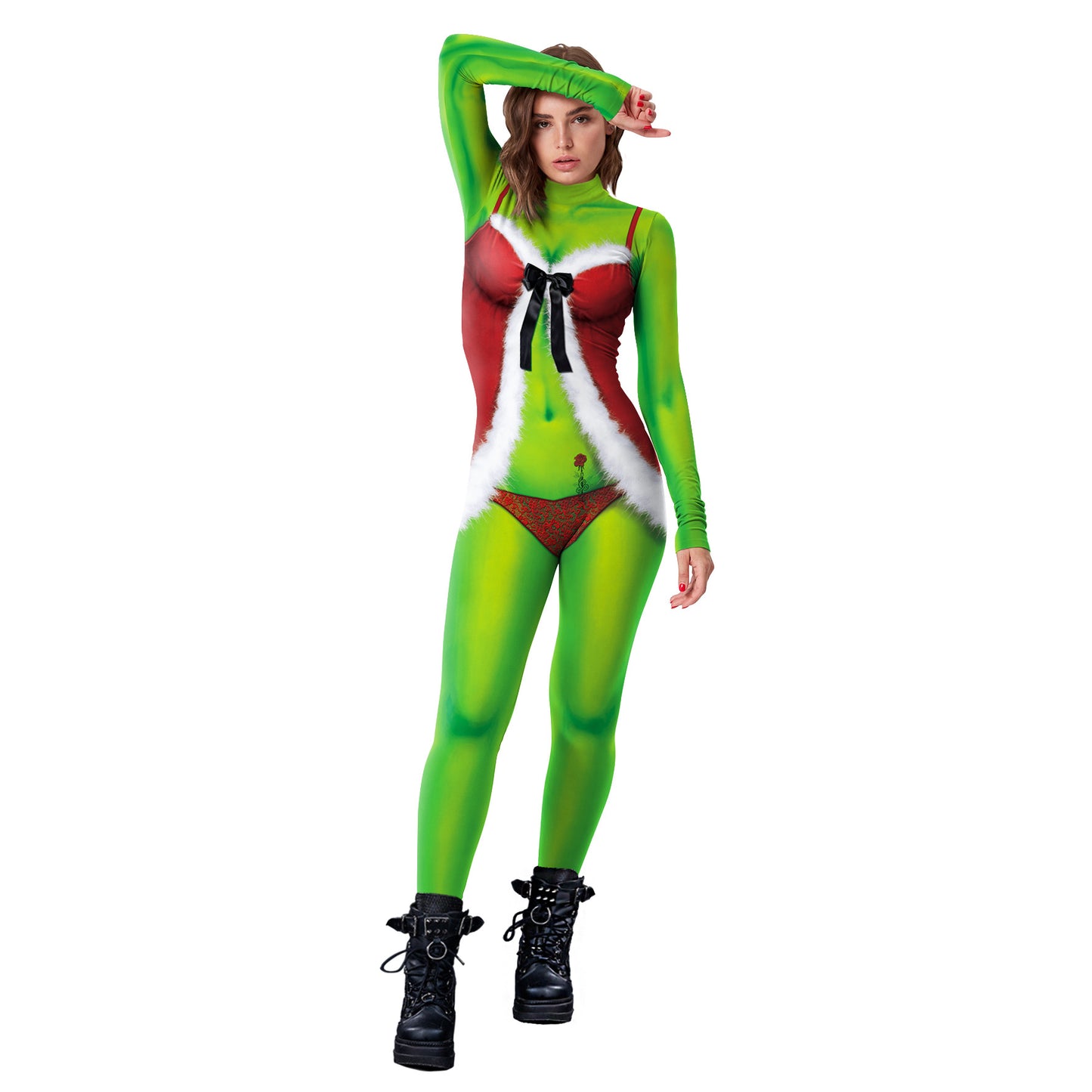 Christmas Grinch Outfit Stage Clothes Digital Printing Tight Clothing