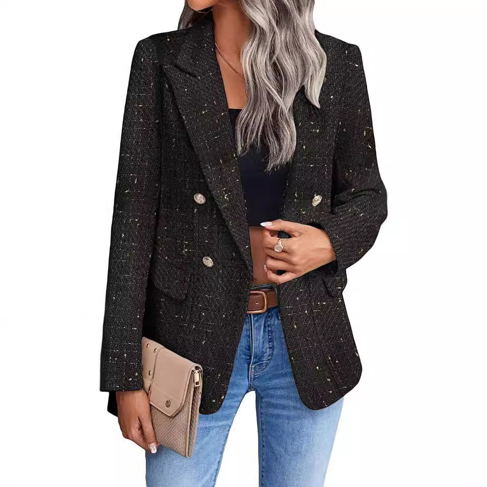Women's Autumn Tweed Pocket Slim Mid-length Coats