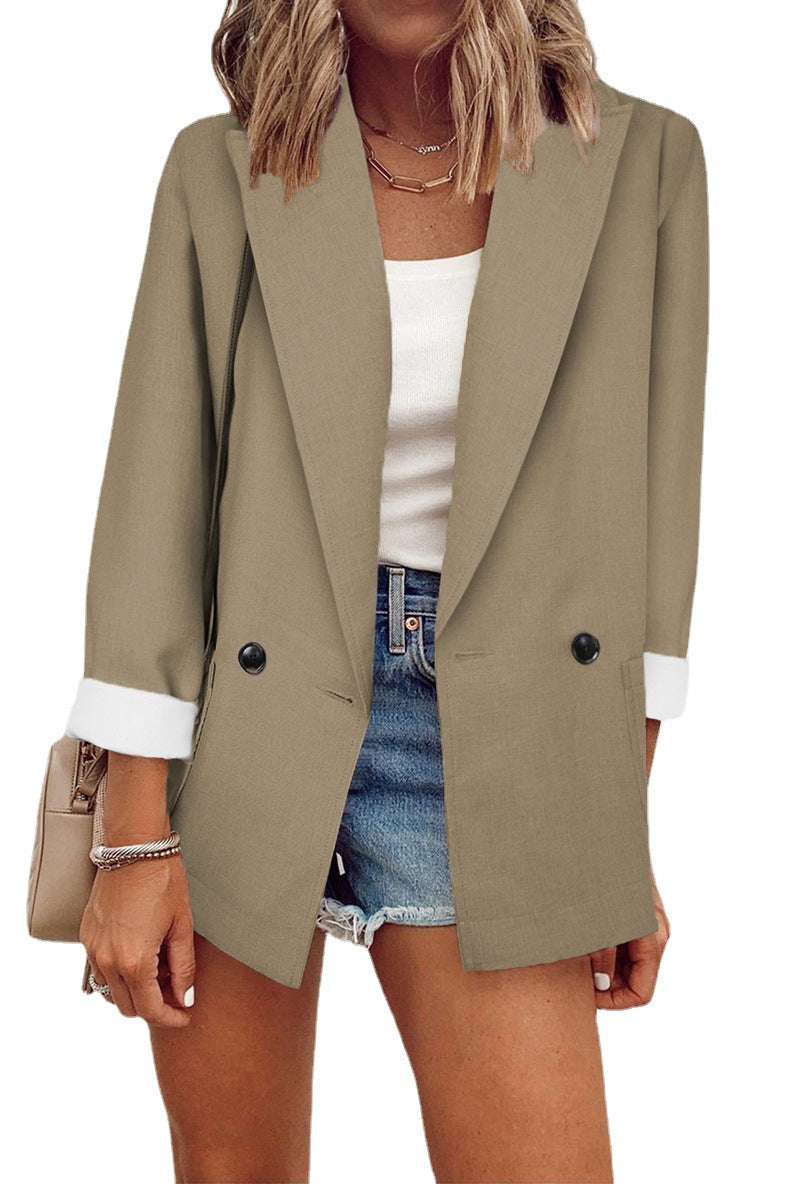 Fashion Solid Color Single Long Sleeve Small Suit