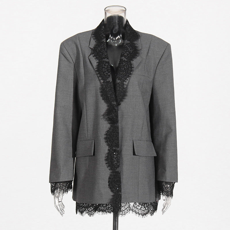 Fashion Design Small Spring Lace Stitching Blazers