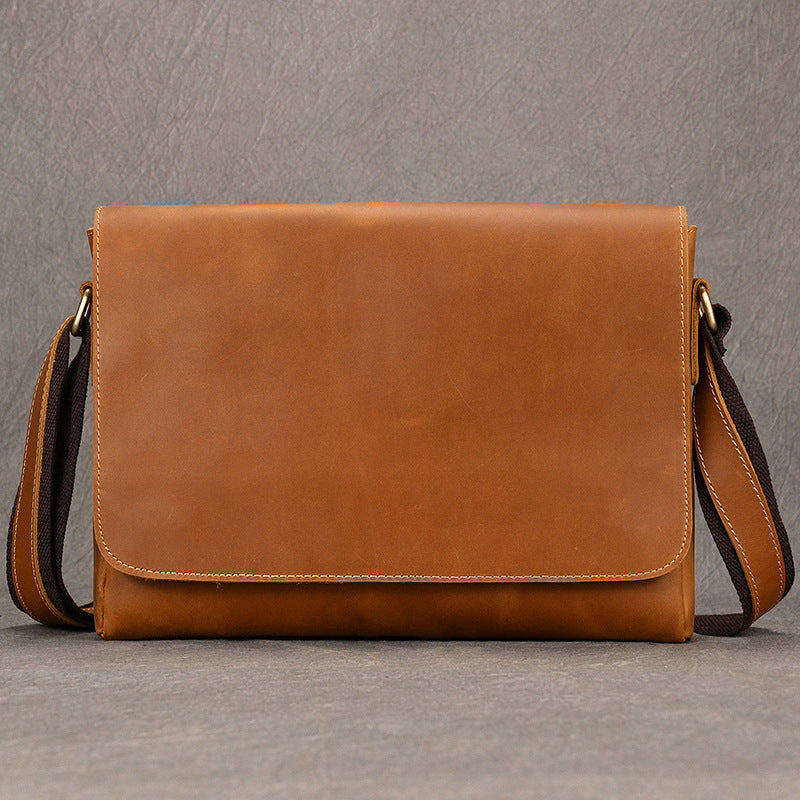 Men's Leather Crazy Horse First Layer Cowhide Men's Shoulder Bags