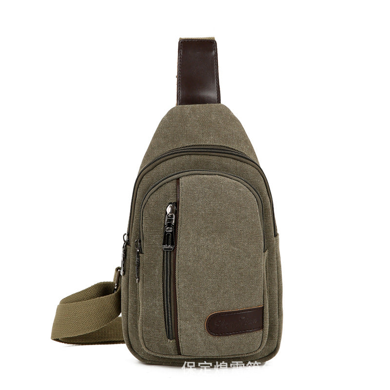 Men's Retro Canvas Fashion Stitching Practical Men's Chest Bags
