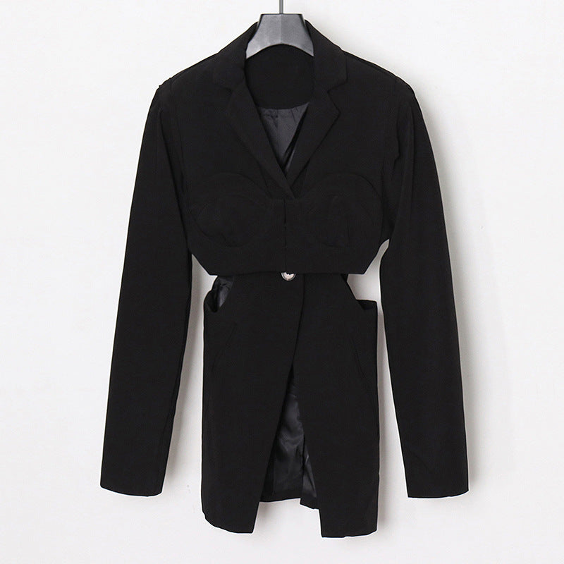 Women's Fried Street Full Plaid Fashion Autumn Show Waist Unique Suits