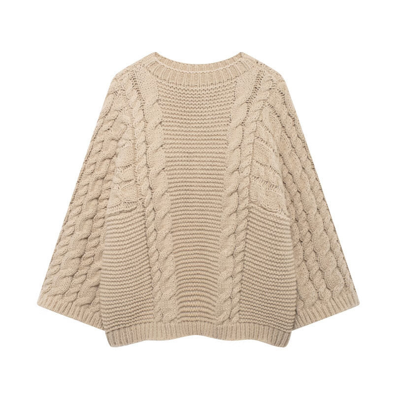 Autumn Twist Texture Round Neck Pullover Sweaters