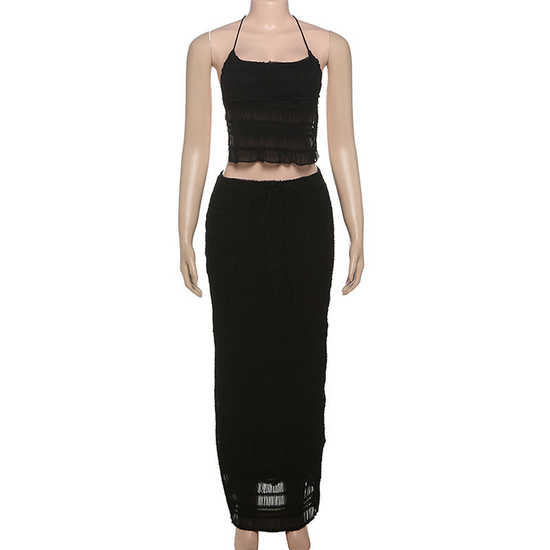 Women's Spring Fashion Halter Backless Sexy Pleated Suits