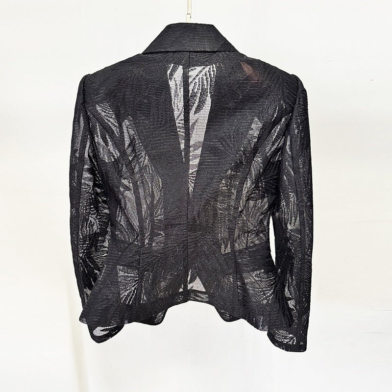 Slouchy Cool Versatile Fashion Embroidery Mesh Blazers