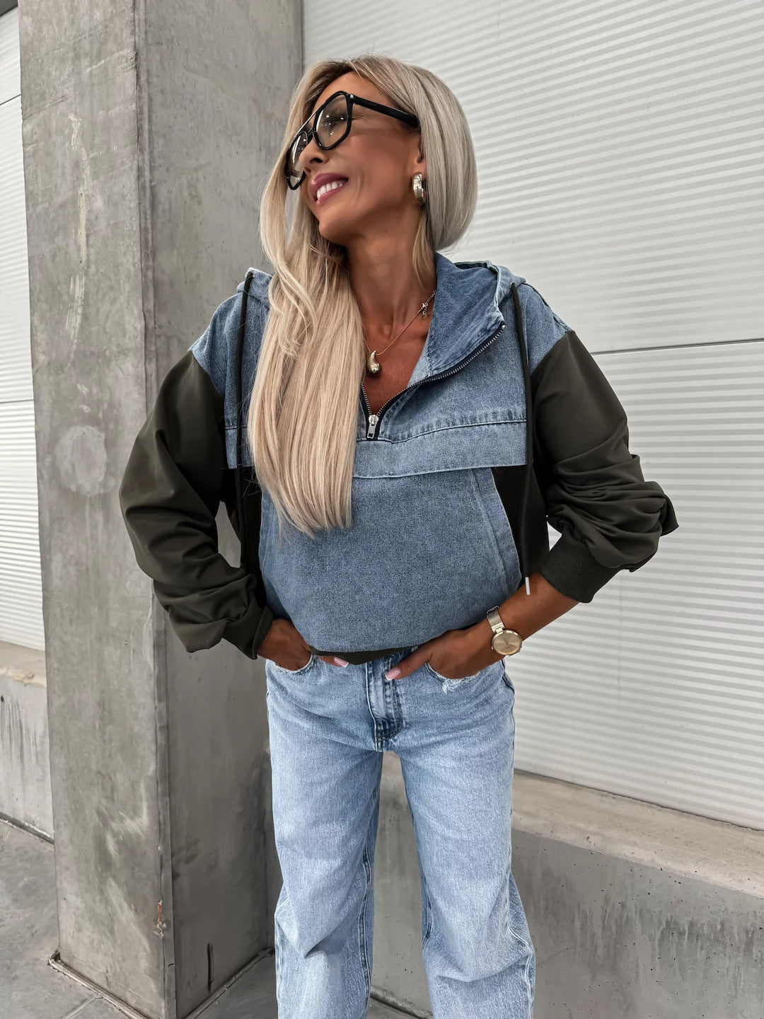 Women's Autumn Fashion Loose Casual Washing Denim Sweaters