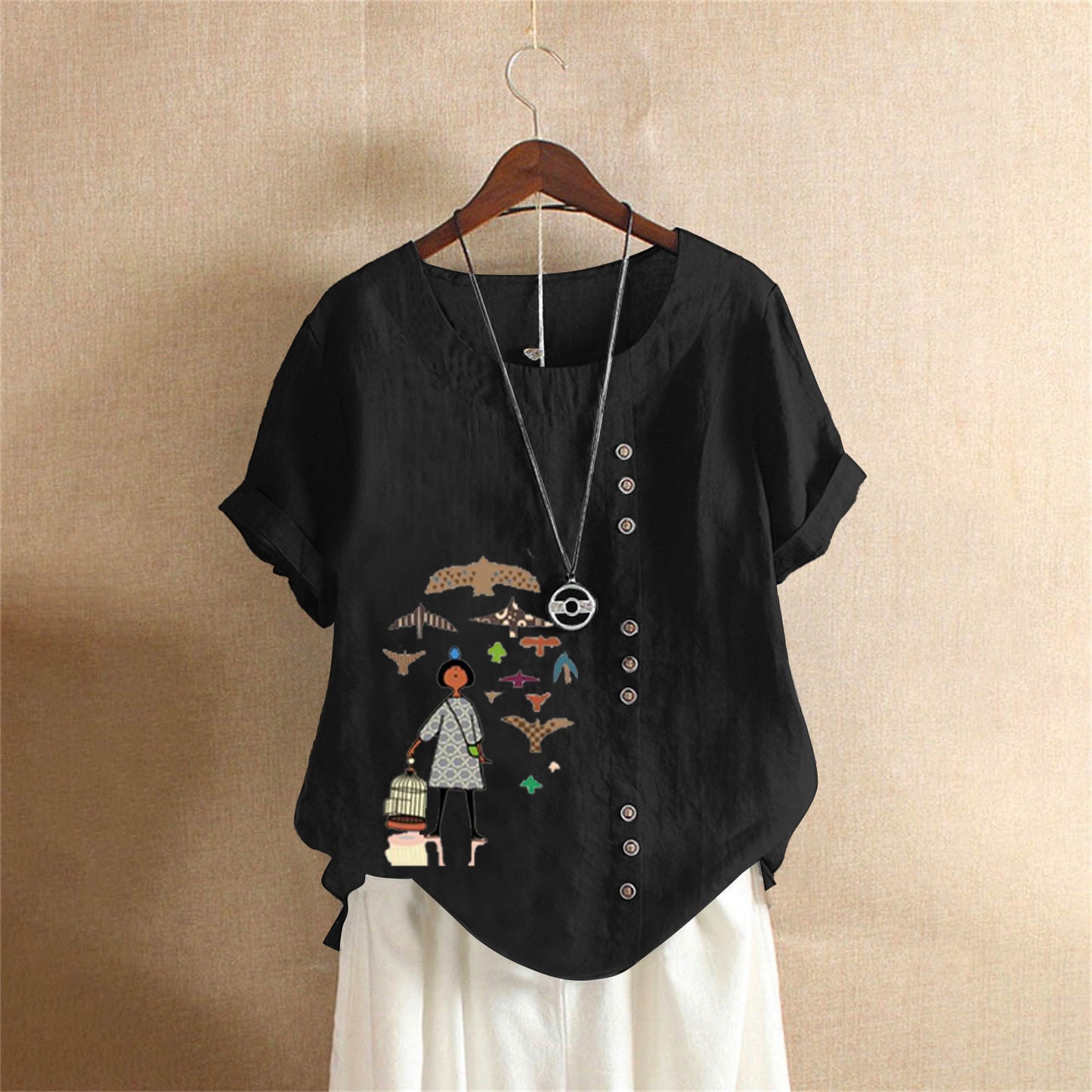 Women's Retro Large Casual Loose Cotton Linen Shorts