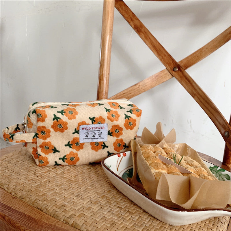 Women's Corduroy Retro Portable Wash Supplies Storage Handbags