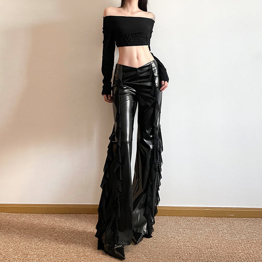 Women's Waist Street Fashion Hot Mesh Stitching Pants