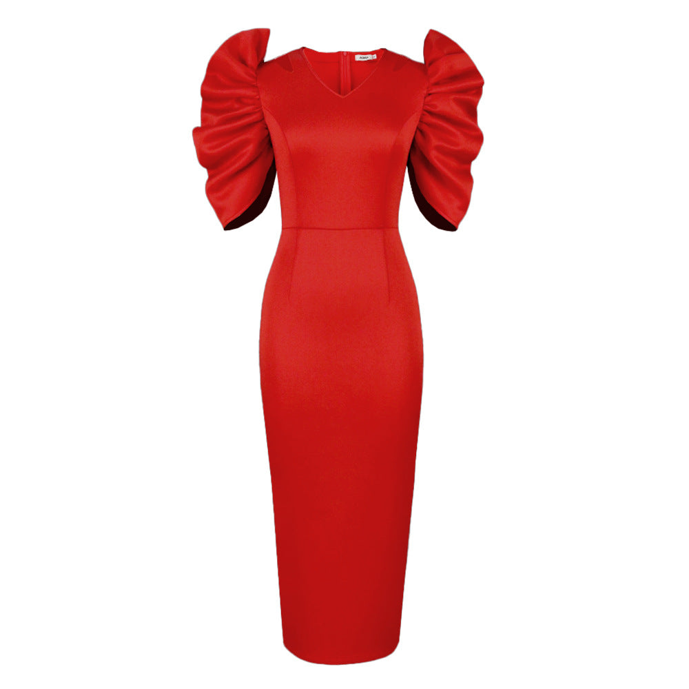 Women's Pleated Solid Color High Waist Party Dresses