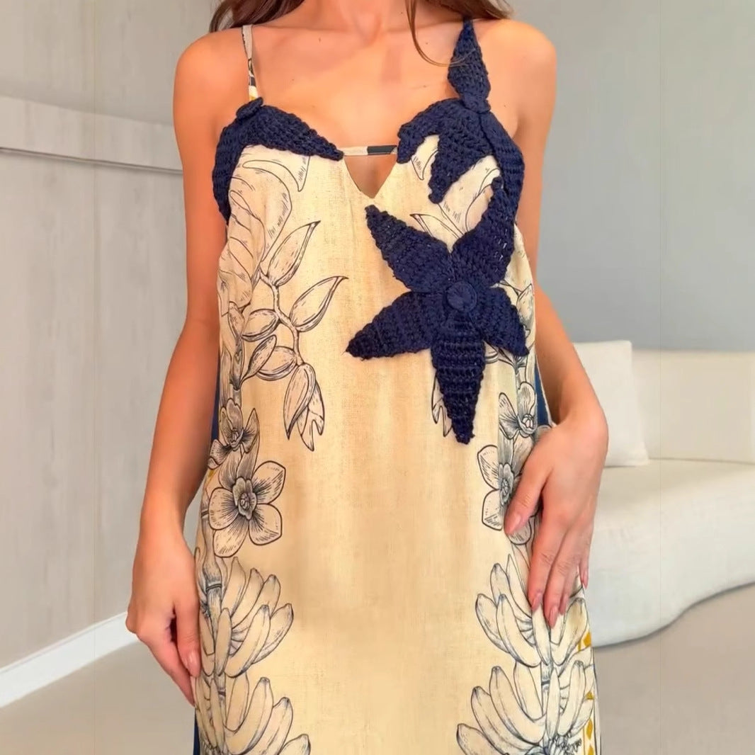 Multicolor Printing Striped Vacation Style Dress Dresses
