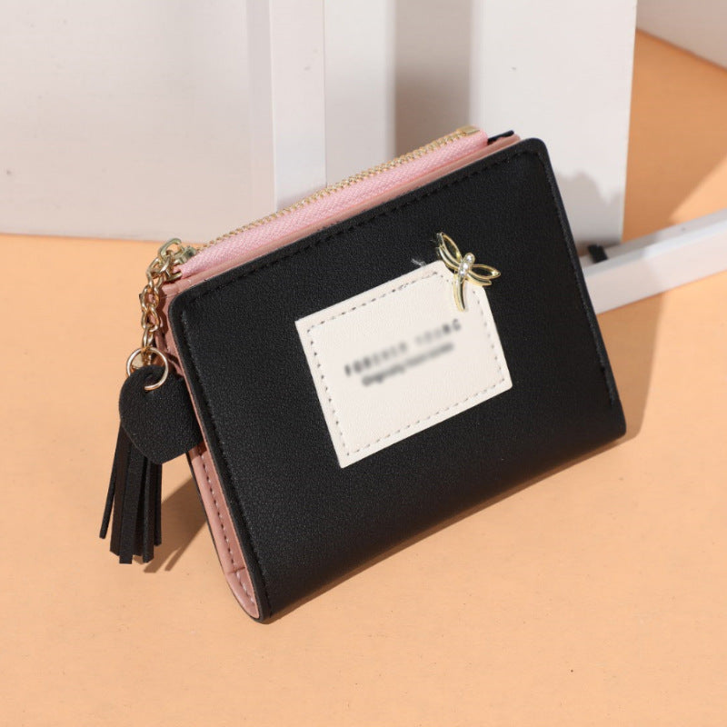 Women's Beautiful Short Leather Metal Zipper Ladies Wallets