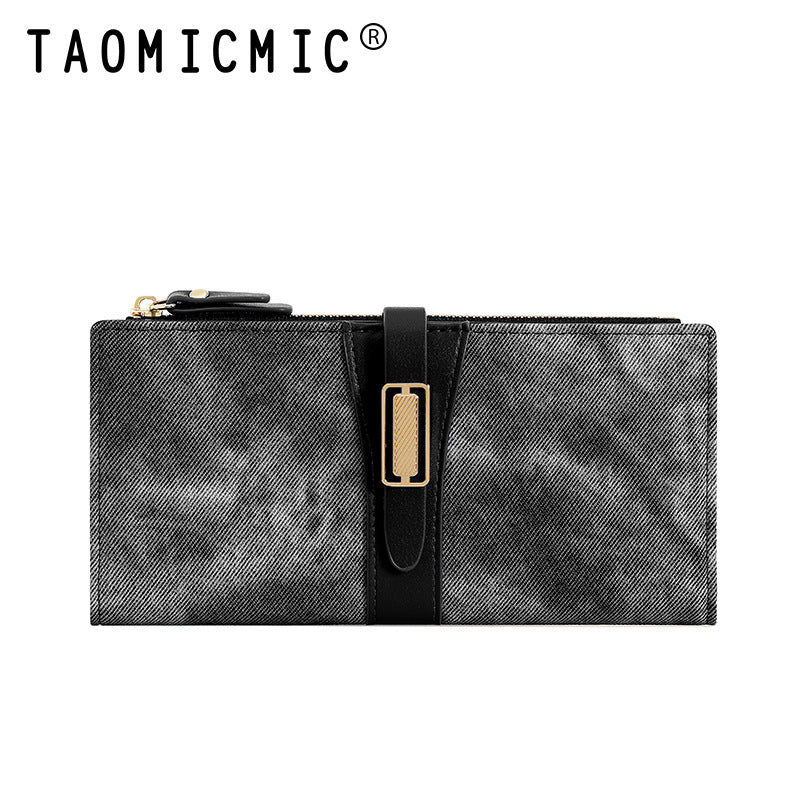 Long Two-fold Zipper Leather Change Design Ladies Wallets