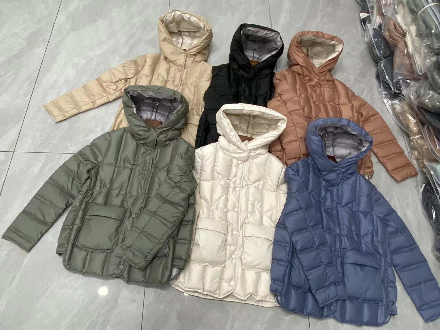 White Duck Down Lightweight Female Hood Jackets