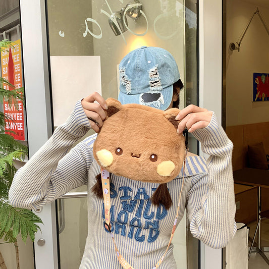 Women's Style Cute Plush Little Bear Soft Shoulder Bags