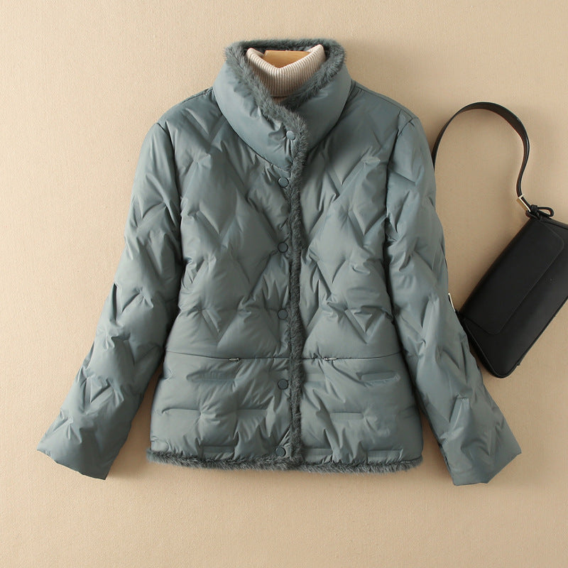 Women's Mink Fur Down Stand Collar Lightweight Jackets