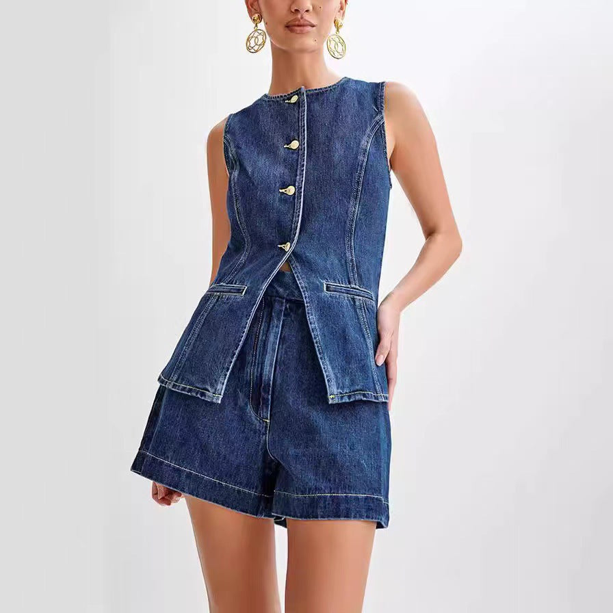 Summer Fashion Sleeveless Casual High Waist Suits