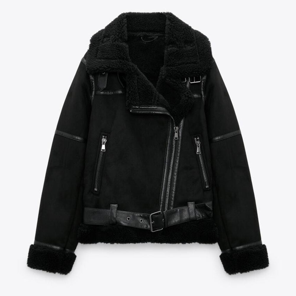 Women's Original Autumn Fur Integrated Motorcycle Coats